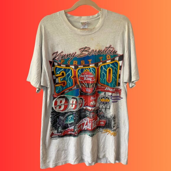 Vintage 1996 Kenny Bernstein Budweiser T-Shirt Men’s XL AOP King of Speed - Picture 1 of 13